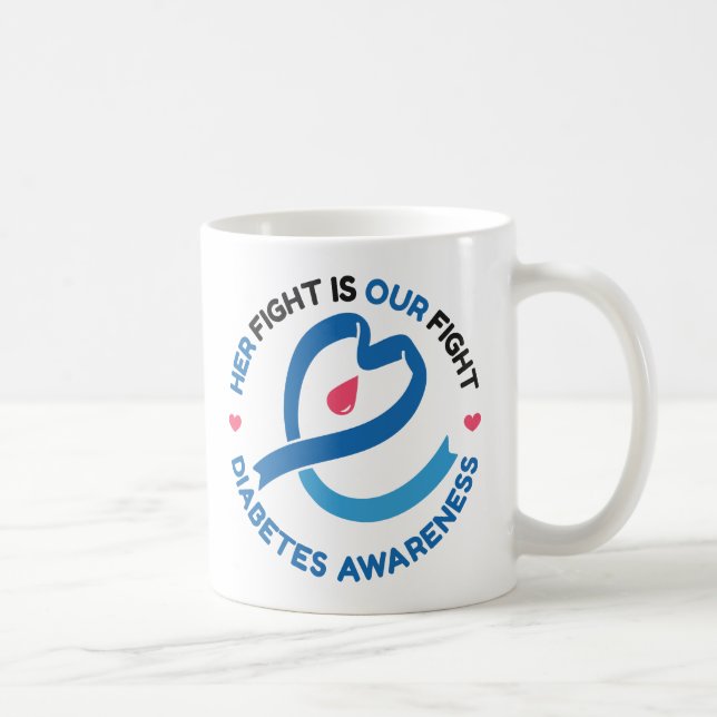 Taza De Café Her Fight Is Our Fight – Diabetes Awareness (Derecha)