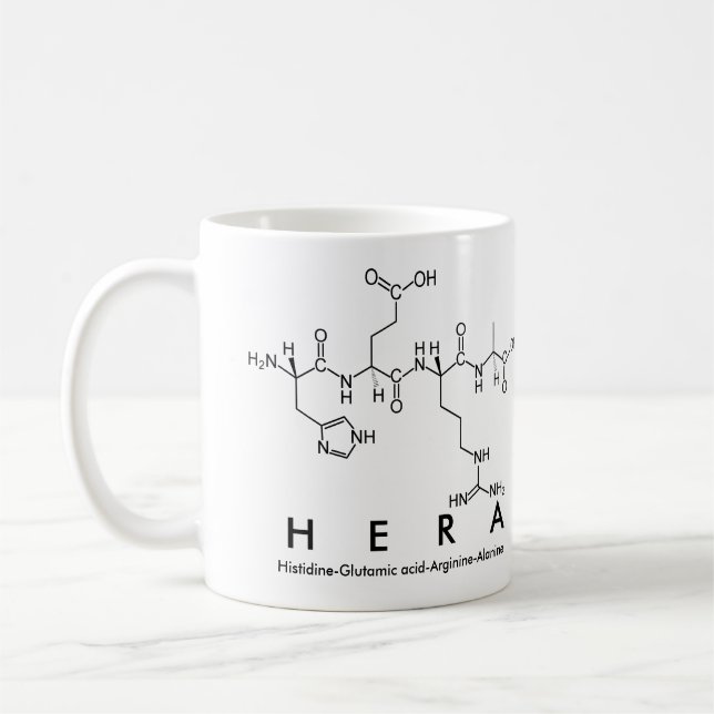 Taza De Café Hera peptide name mug (Izquierda)