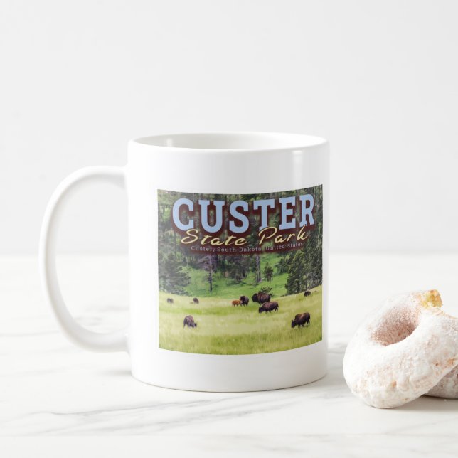 TAZA DE CAFÉ HERD OF BISON - CUSTER STATE PARK - SOUTH DAKOTA (Con donut)