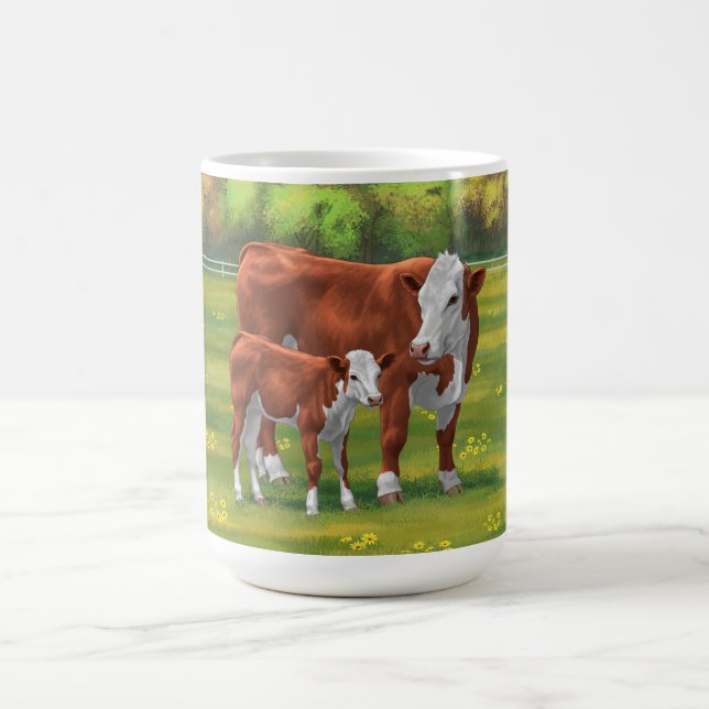 Taza De Café Hereford Vaca y ternera en la pastelería de verano (Centro)