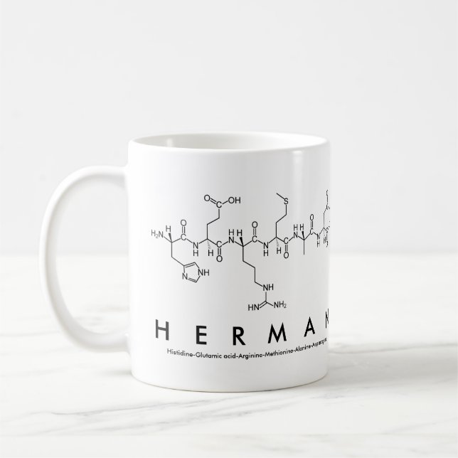 Taza De Café Herman peptide name mug (Izquierda)