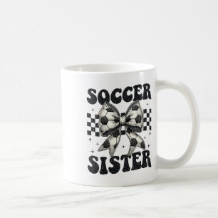 Taza De Café Hermana de fútbol divertida coqueta lazo Hermana d