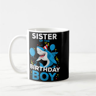 Taza De Café Hermana Del Niño Cumpleañero Tema De Tiburón Oceán