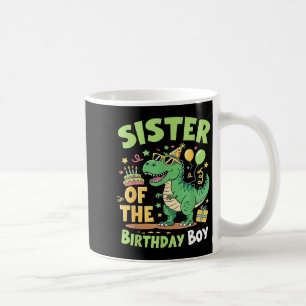 Taza De Café Hermana del niño de cumpleaños Familia de dinosaur