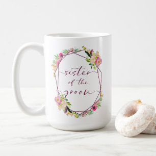 Taza De Café Hermana del novio Chic Blooming Rosa Menta
