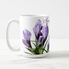 Taza De Café Hermana gemela de moda Gemini púrpura crocus flora