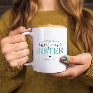 Taza De Café Hermana Increíble Azul Turquesa   Regalo Para Herm