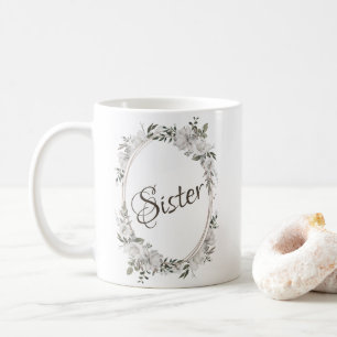Taza De Café Hermana marco ovalado de rosa dorada vintage chic