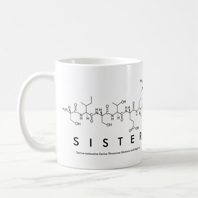 Taza De Café Hermana péptido nombre mug (Izquierda)