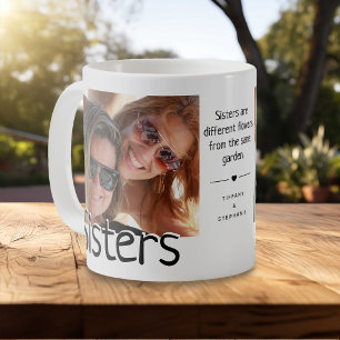 Taza De Café Hermana/s moderna foto y cita Familia linda