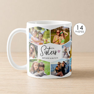 Taza De Café Hermanas 14 Collage de Fotos Patrón Hexágono