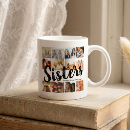 Taza De Café HERMANAS, Collage de Fotos y Nombres Hermanos