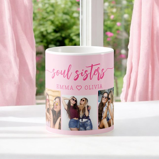 Taza De Café Hermanas de almas rosadas calientes 3 Collage de f (Subido por el creador)