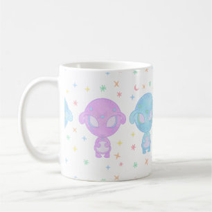 Taza De Café Hermanas Gemelas Alien Pasado   Kawaii Cósmico Lin