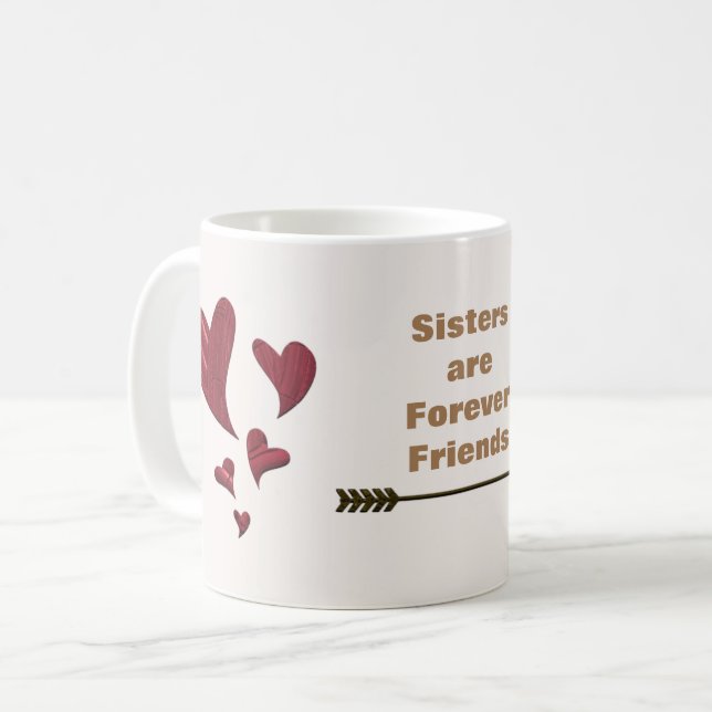Taza De Café Hermanas son para siempre amigos Gold Arrow corazo (Anverso izquierdo)