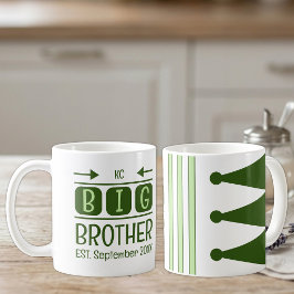 Taza De Café Hermanastro iniciales mes año verde