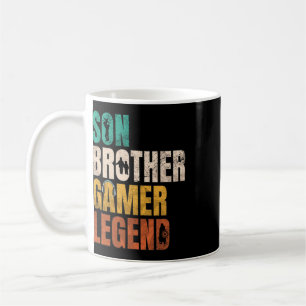 Taza De Café Hermano Hijo Videojugador Leyenda Familiar Coincid
