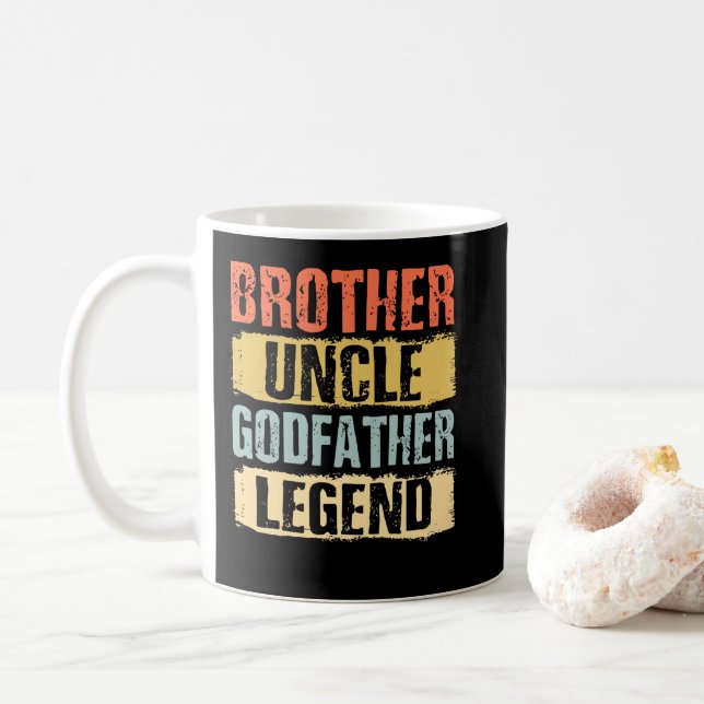 Taza De Café Hermano Vintage Tío Godfather Leyenda (Con donut)