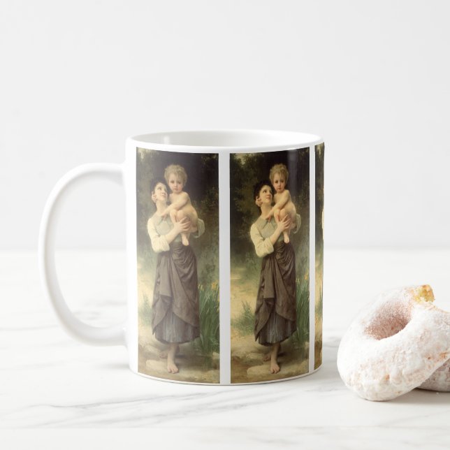 Taza De Café Hermano y hermana de William Adolphe Bouguereau (Con donut)