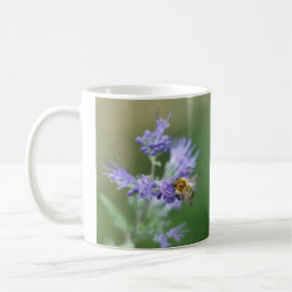 Taza De Café Hermosa abeja con flor azul
