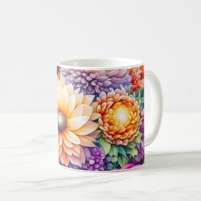 Taza De Café Hermosa acuarela floral (Anverso derecho)