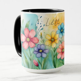 Taza De Café Hermosa acuarela floral