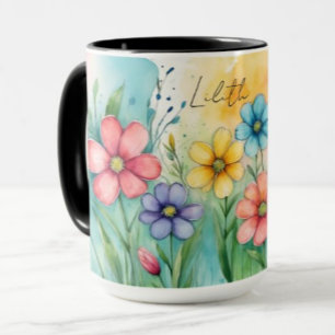 Taza De Café Hermosa acuarela floral