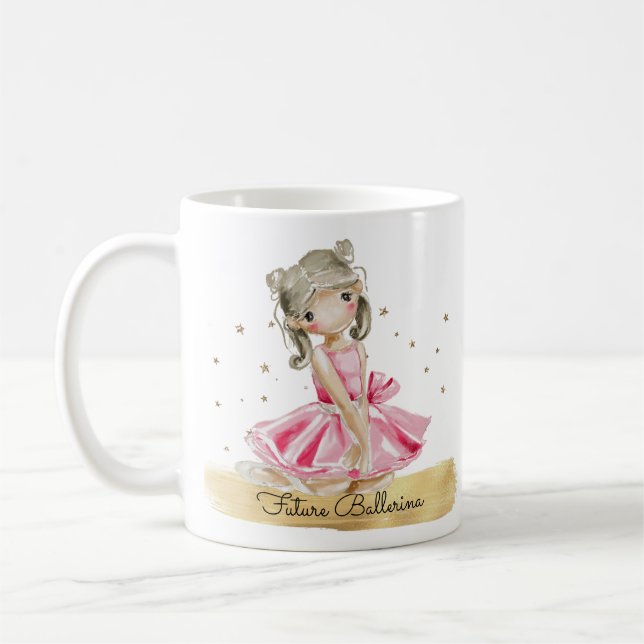 Taza De Café Hermosa acuarela pintada a mano Ballerina Mug (Izquierda)