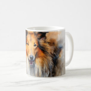 Taza De Café Hermosa acuarela Sheltie Envoltura de perro