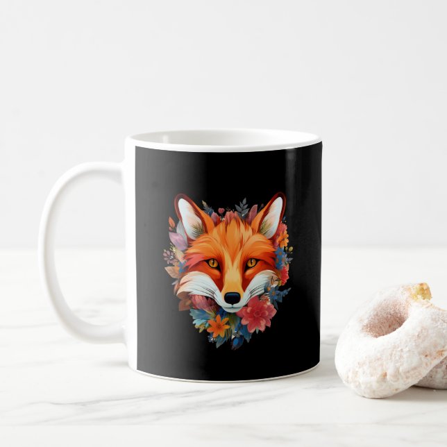 Taza De Café Hermosa agua dulce Fox Flower (Con donut)