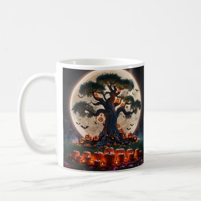 Taza De Café Hermosa Bruja de Halloween, nombre personalizado (Izquierda)