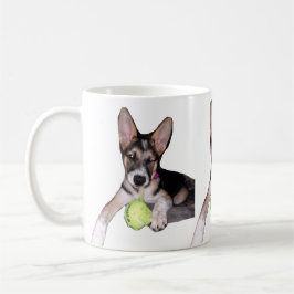 Taza De Café Hermosa cachorra con pelota