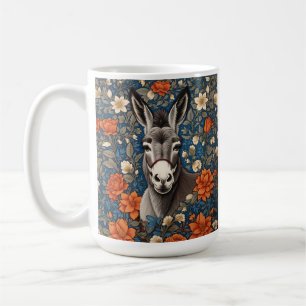 Taza De Café Hermosa cara de burro elegante floral