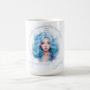 Taza De Café Hermosa Chica Acuario Con Rasgos