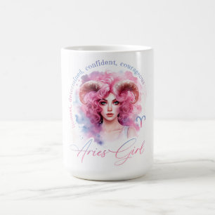 Taza De Café Hermosa Chica Aries Con Rasgos
