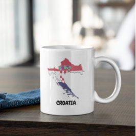 Taza De Café Hermosa cosecha de croata bandera de mapa colorido