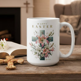 Taza De Café Hermosa Cruz Floral Semana Santa Cristiana