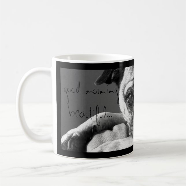 Taza de café hermosa de la buena mañana con el (Izquierda)