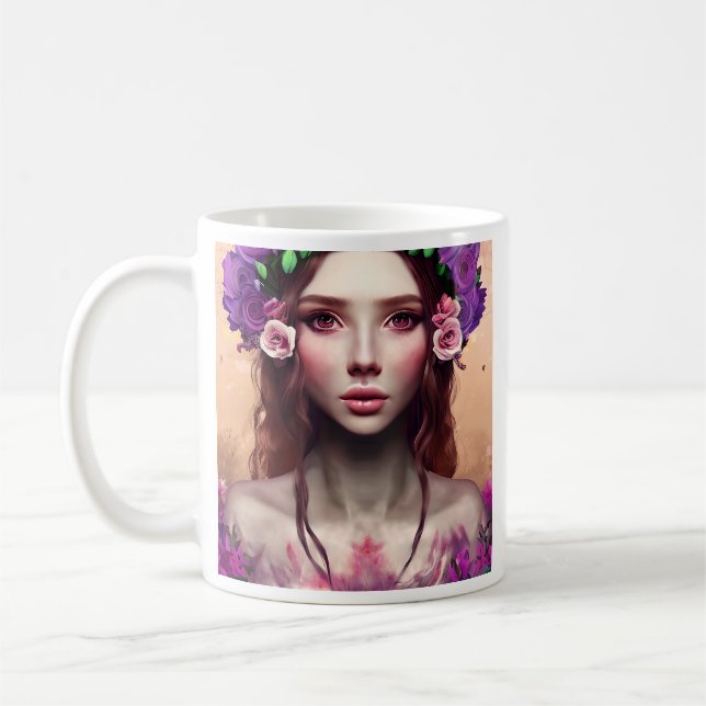 Taza De Café Hermosa Encantadora Fantasía Arte AI (Izquierda)