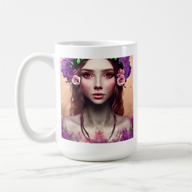 Taza De Café Hermosa Encantadora Fantasía Arte AI (Izquierda)