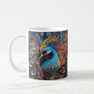 Taza De Café Hermosa época del pavo real Art Nouveau