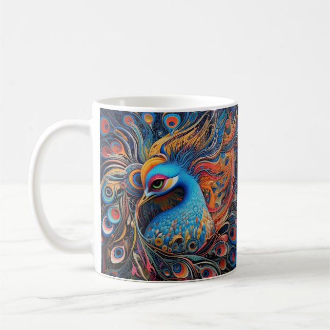 Taza De Café Hermosa época del pavo real Art Nouveau (Izquierda)