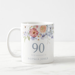 Taza De Café Hermosa fiesta de cumpleaños 90 de la Floral Botán