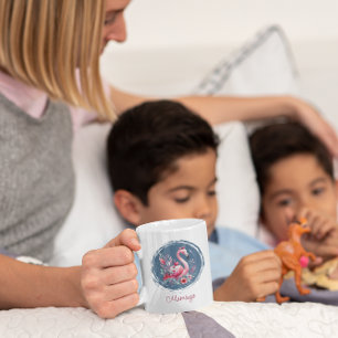 Taza De Café Hermosa Flamingo Con Flores Café Mug