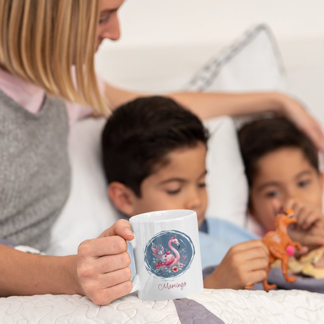 Taza De Café Hermosa Flamingo Con Flores Café Mug (Subido por el creador)