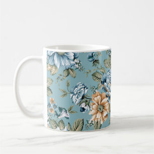 Taza De Café Hermosa flor botánica acuarela sin mar