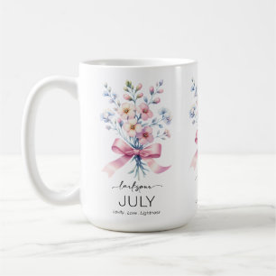 Taza De Café Hermosa Flor Del Mes De Nacimiento/Julio/