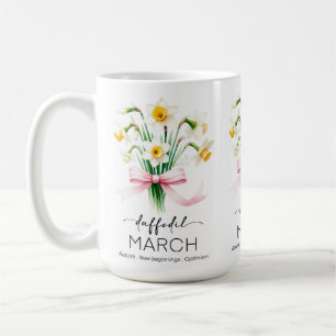 Taza De Café Hermosa Flor Del Mes De Nacimiento/Narciso/Marzo