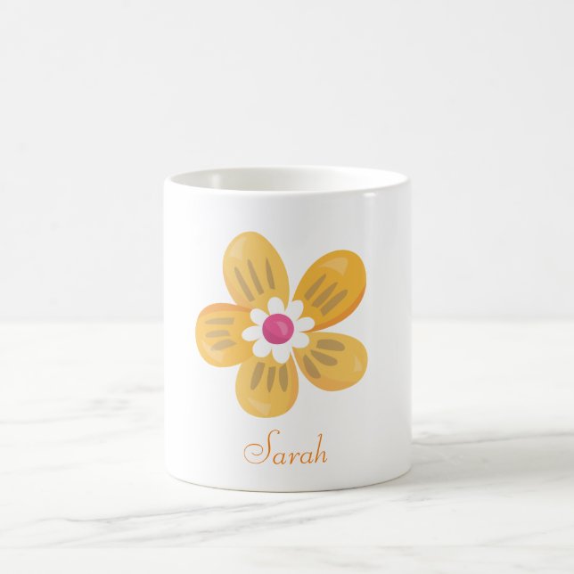 Taza De Café Hermosa flor Naranja (Centro)