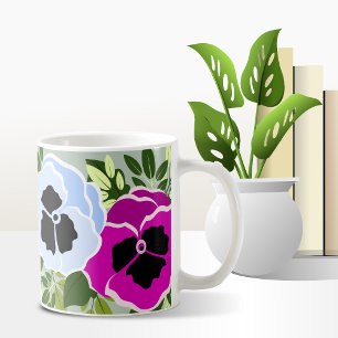 Taza De Café Hermosa Flor Pansy
